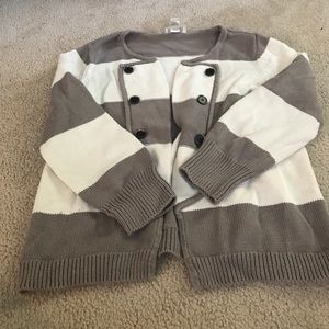 The Loft grey/white striped sweater, size medium.